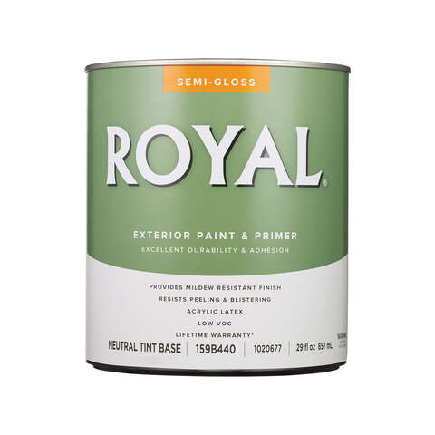 Royal Semi-Gloss Tint Base Neutral Base Paint + Primer Exterior 1 qt, Pack of 4