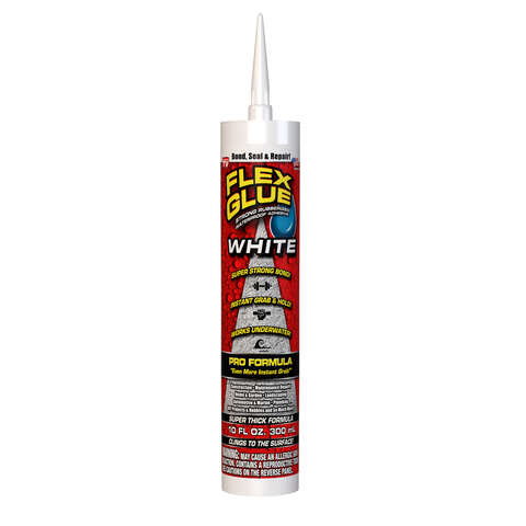 Flex Seal Family of Products FLEX GLUE White Rubberized Waterproof Adhesive 10 oz, Pack of 6