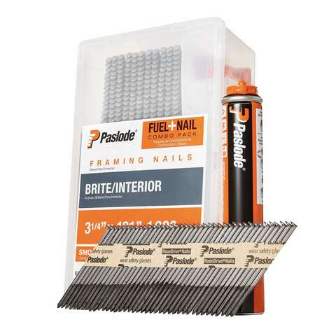 Paslode RounDrive 3-1/4 in. L Angled Strip Brite Fuel and Nail Kit 30 deg 1000 pk