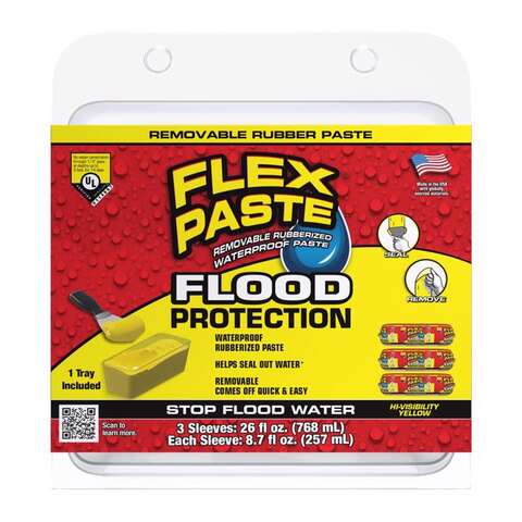 Flex Seal Family of Products Flood Protection Yellow Rubber Coating 26 oz, Pack of 3