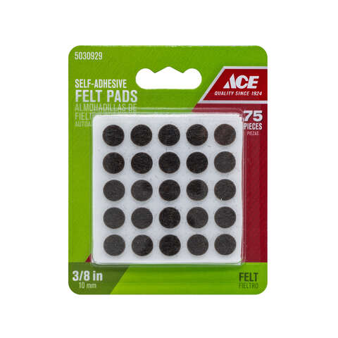 Ace Felt Self Adhesive Protective Pad Brown Round 3/8 in. W 75 pk