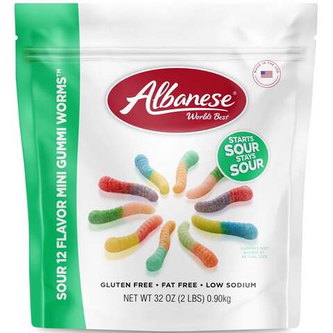 Albanese Assorted Sour Gummi Worms 32 oz