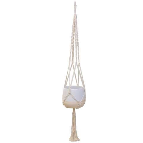 Trendspot Macrame 4.7 in. H X 5.7 in. W X 5.7 in. D X 5.5 in. D Ceramic Planter White, Pack of 2