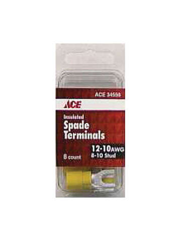 Ace Insulated Wire Spade Terminal Yellow 8 pk