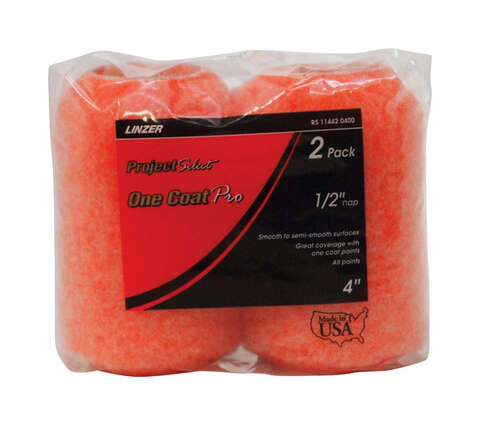Linzer Project Select One Coat Pro Polyester 4 in. W X 1/2 in. Regular Paint Roller Cover 2 pk, Pack of 12