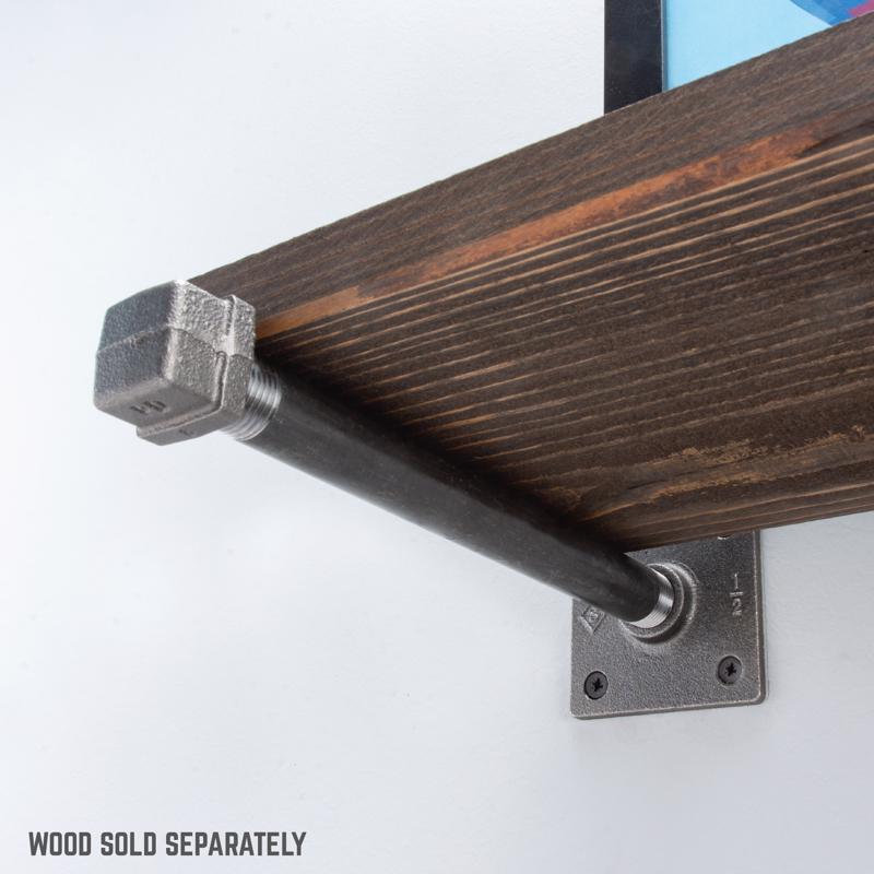 STZ Industries Black Steel Shelf Bracket 8 in. L