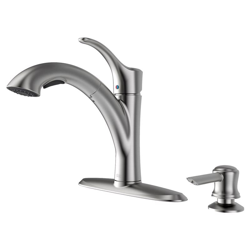 American Standard Mesa 9015.101.075 Pull-Out Kitchen Faucet with Soap Dispenser, 1.8 gpm, 1-Faucet Handle, Lever Handle