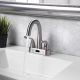 Homewerks Brushed Nickel Motion Sensing Modern Centerset Bathroom Sink Faucet 4 in.