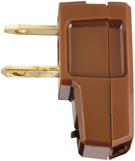 Eaton Wiring Devices BP2600-6B-L Electrical Plug, Polarized, 18 to 2 AWG, 2-Pole, 15 A, 125 V, NEMA: NEMA 1-15, Brown