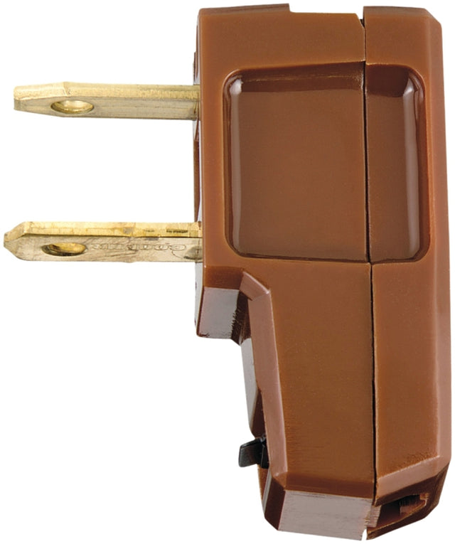 Eaton Wiring Devices BP2600-6B-L Electrical Plug, Polarized, 18 to 2 AWG, 2-Pole, 15 A, 125 V, NEMA: NEMA 1-15, Brown