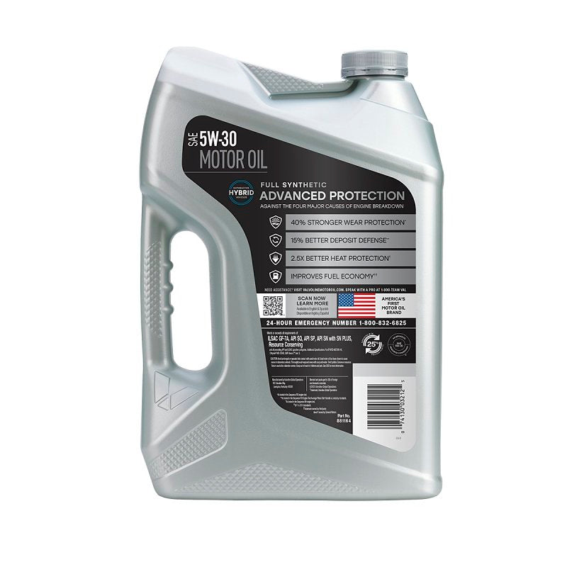 Valvoline 881164 Advanced Full Synthetic Motor Oil, 5W-30, 5 qt Bottle, Pack of 3