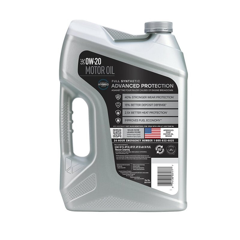 Valvoline 881150 Motor Oil, 0W-20, 5 qt, 3/PK, Pack of 3