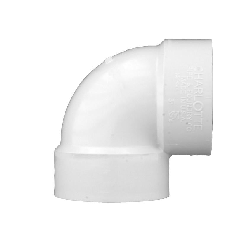 Charlotte Pipe Schedule 40 1-1/2 in. Hub X 1-1/2 in. D Hub PVC Elbow 1 pk