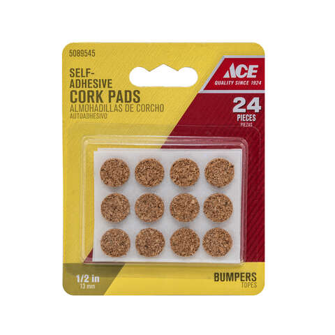 Ace Cork Self Adhesive Bumper Pad Brown Round 1/2 in. W 24 pk