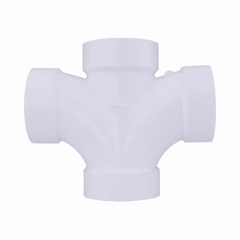 Charlotte Pipe Schedule 40 2 in. Hub X 2 in. D Hub PVC Double Sanitary Tee 1 pk