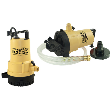 K2 Pumps 1/4 HP 1600 gph Thermoplastic Switchless Switch Dual Suction AC Utility Pump