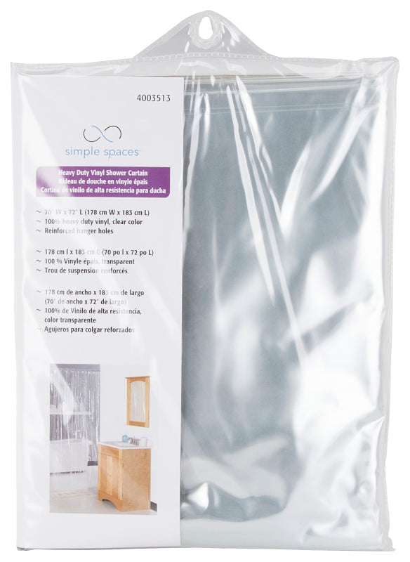 Simple Spaces SD-MCP01-C3L Shower Curtain, Vinyl, Clear, Clear