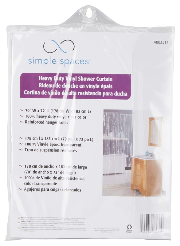 Simple Spaces SD-MCP01-C3L Shower Curtain, Vinyl, Clear, Clear