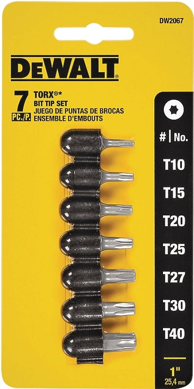 DEWALT TORX Series DW2067 Star Bit Set, 7-Piece, Single-Ended, Steel