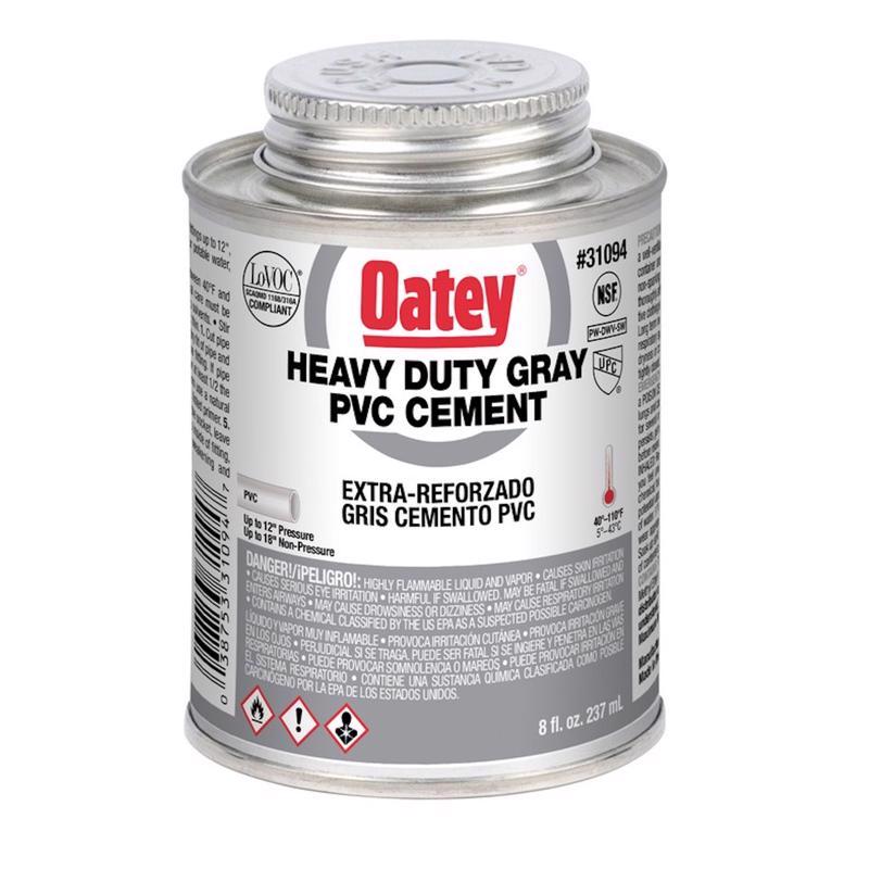 Oatey 31094 Solvent Cement, 8 oz Can, Liquid, Gray