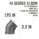 STZ Industries 3/4 in. FIP each X 3/4 in. D FIP Black Malleable Iron 45 Degree Elbow