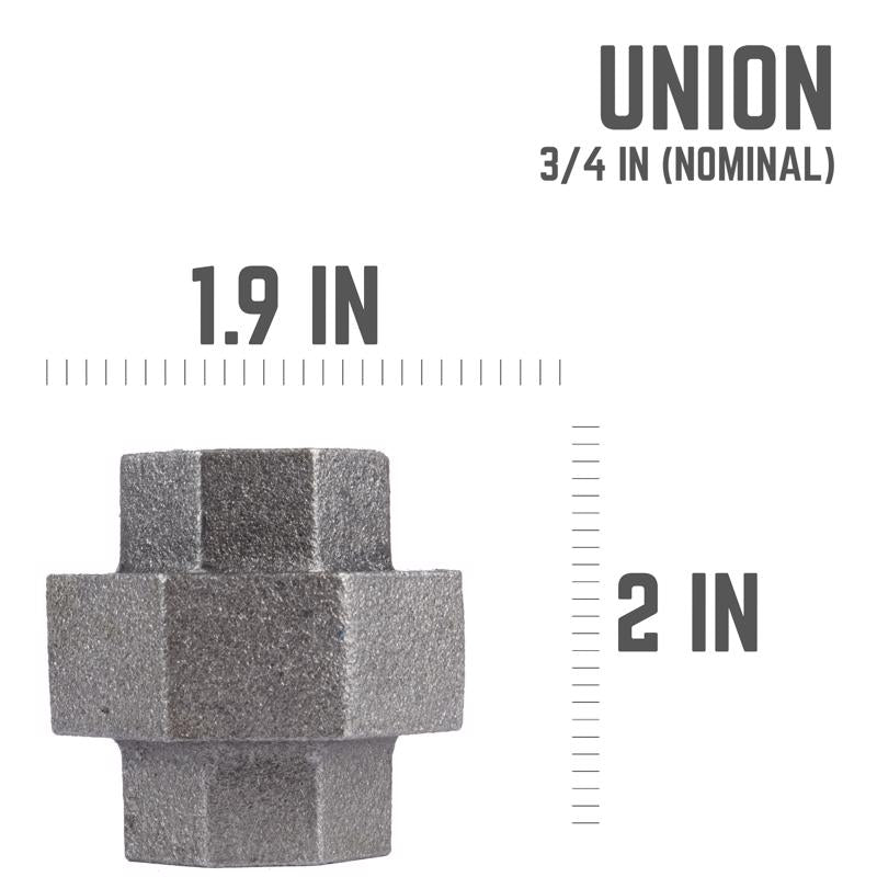 STZ Industries 3/4 in. FIP each X 3/4 in. D FIP Black Malleable Iron Union, Pack of 5