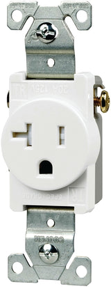 Eaton Wiring Devices TR1877W-BXSP Single Receptacle, Flush Mounting, 2 -Pole, 125 V, 20 A, Side Wiring, White