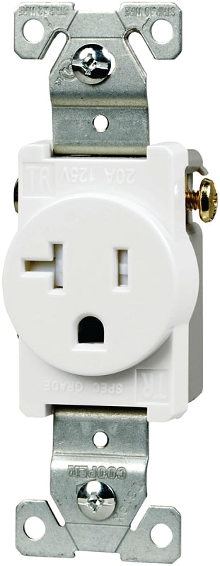 Eaton Wiring Devices TR1877W-BXSP Single Receptacle, Flush Mounting, 2 -Pole, 125 V, 20 A, Side Wiring, White