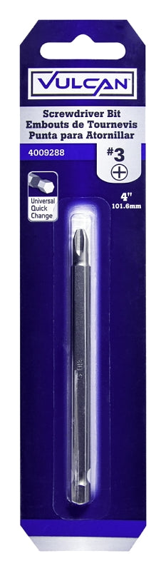 Vulcan 375241OR Screwdriver Bit, Hex Shank, S2 Chrome Molybdenum Steel