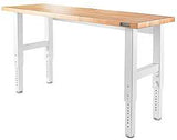 Gladiator GAWB06HWGW Adjustable Workbench, 72 in OAW, 27.5 to 40.8 in OAH, 25 in OAD, 3000 lb, White, Hardwood Tabletop