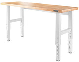 Gladiator GAWB06HWGW Adjustable Workbench, 72 in OAW, 27.5 to 40.8 in OAH, 25 in OAD, 3000 lb, White, Hardwood Tabletop