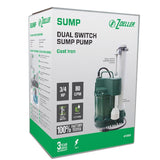 Zoeller 3/4 HP 80 gpm Cast Iron Vertical Float Switch AC Submersible Sump Pump