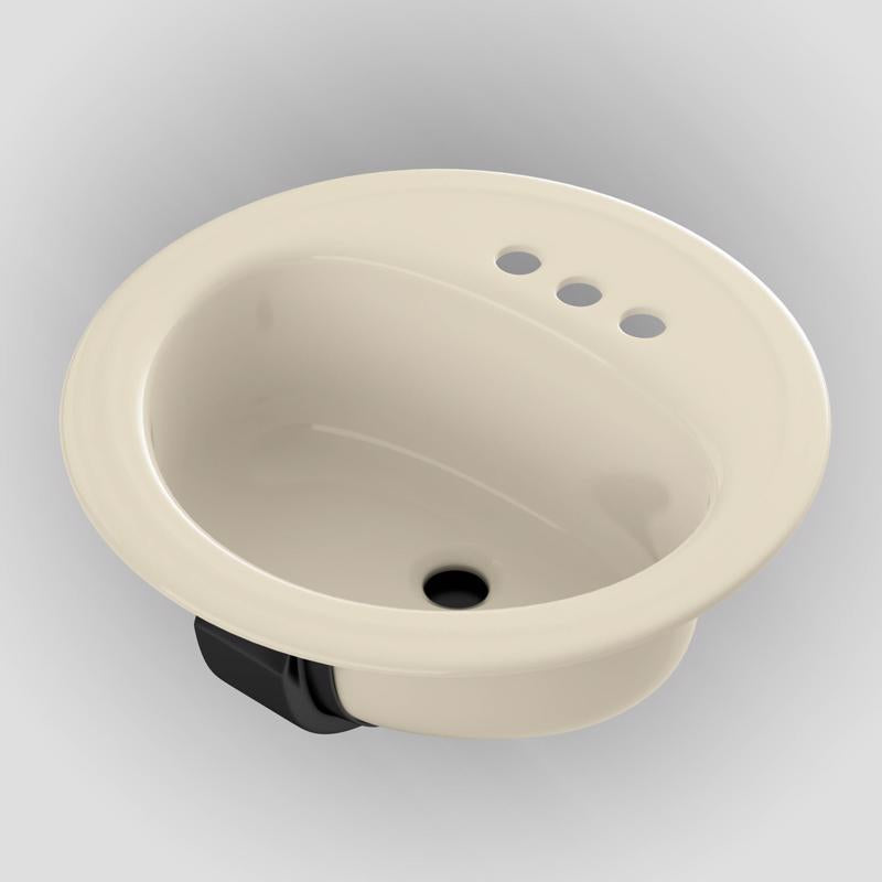 Bootz Laurel Series 021-2435-06 Lavatory Sink, Round Basin, 3-Deck Hole, 19 in OAW, 19 in OAH, 7-13/16 in OAD, Steel