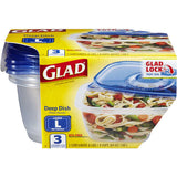 Glad 64 oz Clear Food Storage Container Set 3 pk