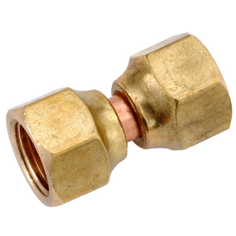 Anderson Metals 1/4 in. Female Flare in. X 1/4 in. D Female Flare Brass Swivel Flare Connector, Pack of 5