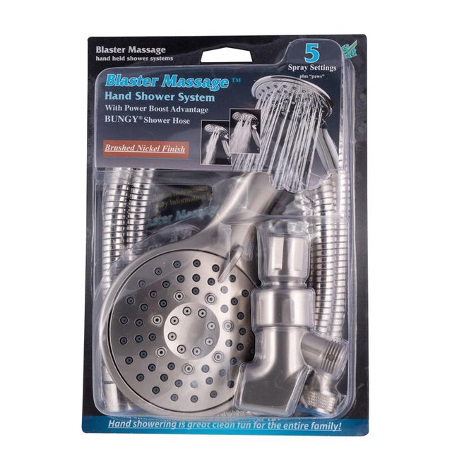 Whedon Blaster Massage Brushed Nickel Plastic 5 settings Handheld Showerhead 2 gpm
