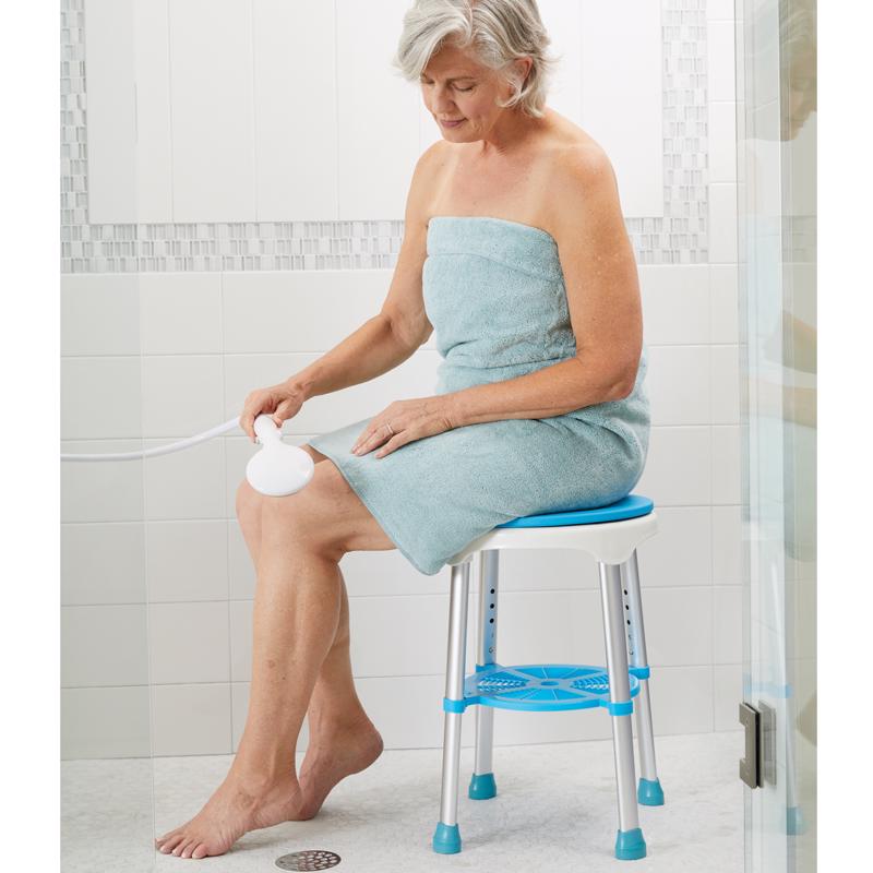 Carex Health Brands Blue/White Bath/Shower Seat Aluminum 20.75 in. H X 13.5 in. L