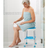 Carex Health Brands Blue/White Bath/Shower Seat Aluminum 20.75 in. H X 13.5 in. L