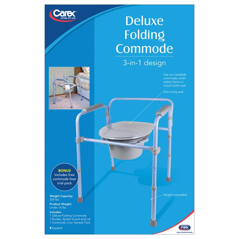 Carex Health Brands Blue/Gray Deluxe Folding Commode Steel 22 in. H X 16 in. L