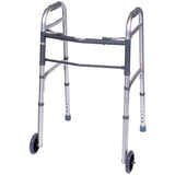 Carex Health Brands Gray Folding Walker W/Wheels Aluminum 37 in. H X 18.63 in. L