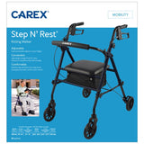 Carex Health Brands Step N Rest Blue Rolling Walker Aluminum/Plastic 39 in. H X 22.5 in. L