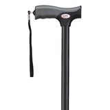 Carex Health Brands Black Soft-Grip Walking Cane w/Strap Aluminum/Plastic 40 in. H X 5.2 in. L