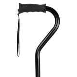 Carex Health Brands Black Offset Walking Cane w/Strap Aluminum/Plastic 39.5 in. H X 6.8 in. L
