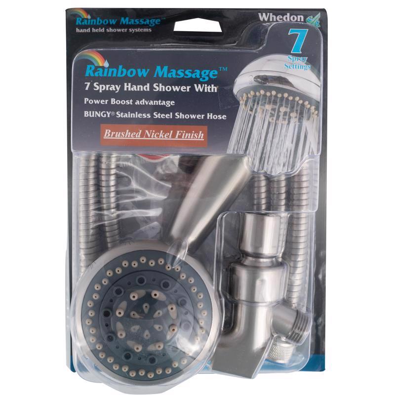 Whedon Rainbow Massage Brushed Nickel Plastic 7 settings Handheld Showerhead 2 gpm