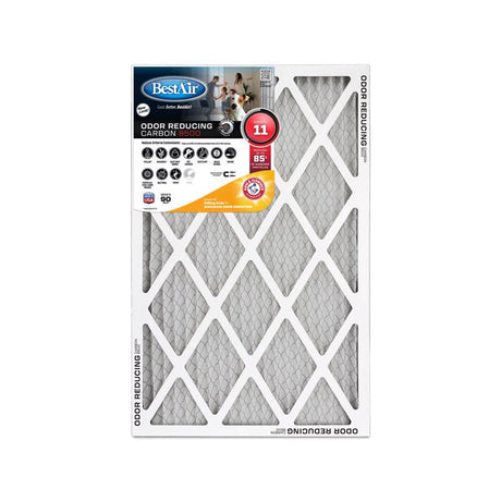 BestAir 14 in. W X 25 in. H X 1 in. Carbon 11 MERV Pleated Air Filter 1 pk, Pack of 6