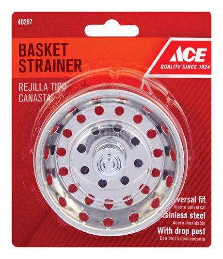 Ace 3-1/2 in. D Chrome Silver Stainless Steel Replacement Strainer Basket, Pack of 5