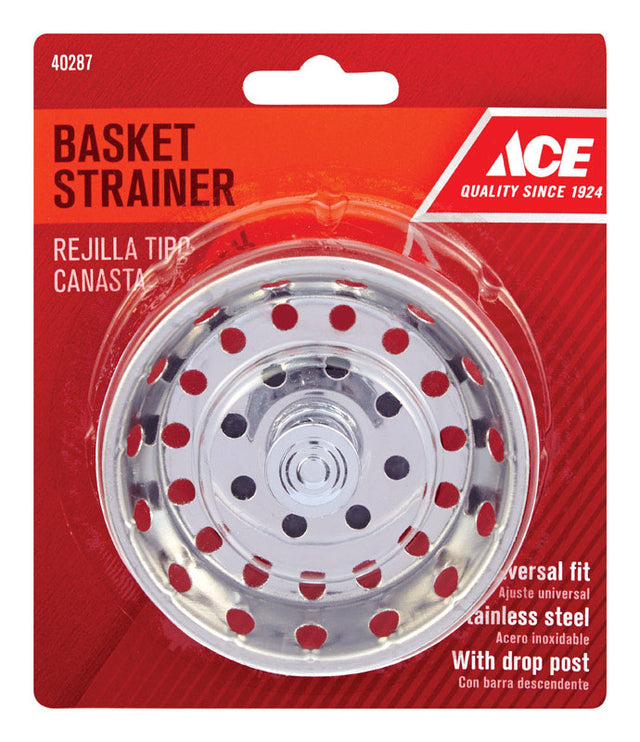 Ace 3-1/2 in. D Chrome Silver Stainless Steel Replacement Strainer Basket, Pack of 5