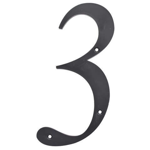 Hillman 6 in. Reflective Black Plastic Nail-On Number 3 1 pc, Pack of 3