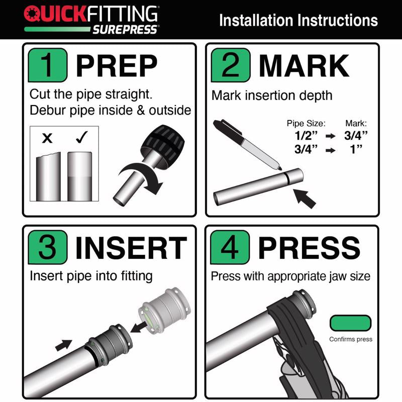 QuickFitting 3/4 in. Press in. Cap each Copper Cap