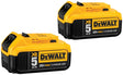 DeWALT DCB205-2 Premium Battery Pack, 20 V Battery, 5 Ah, 90 min Charging